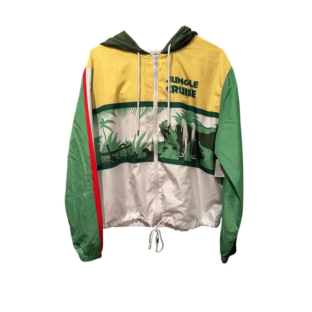 NWT Disney Parks Jungle Cruise Green n Yellow Hooded Windbreaker M L